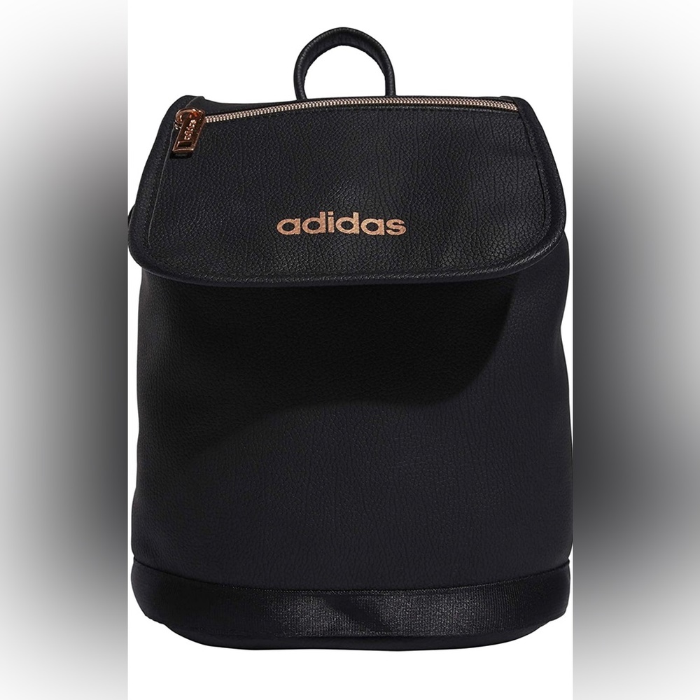 Adidas Premium Mini Backpack- Black Leather with Rose Gold hardware